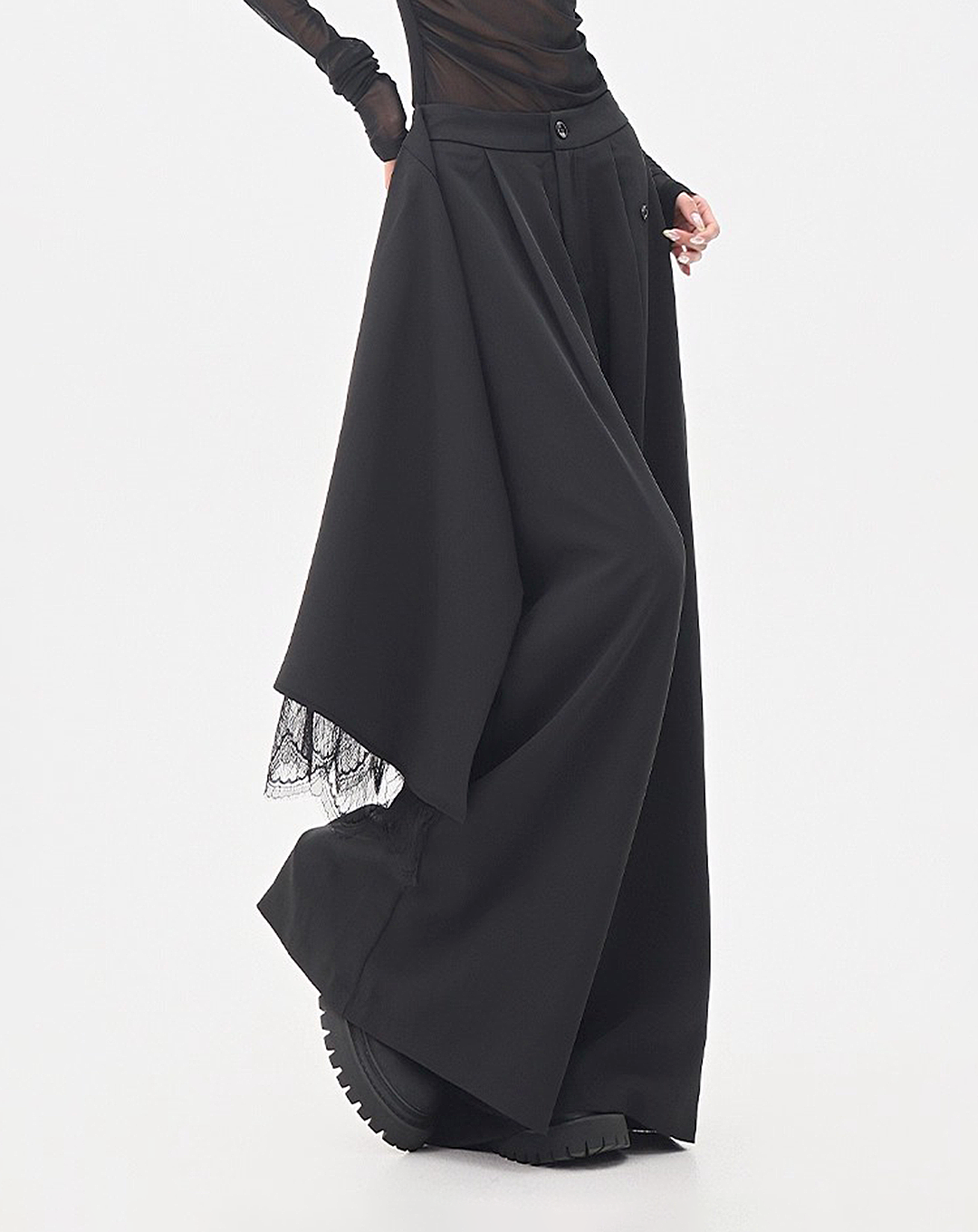 ♀Layered Wrap Wide Pants