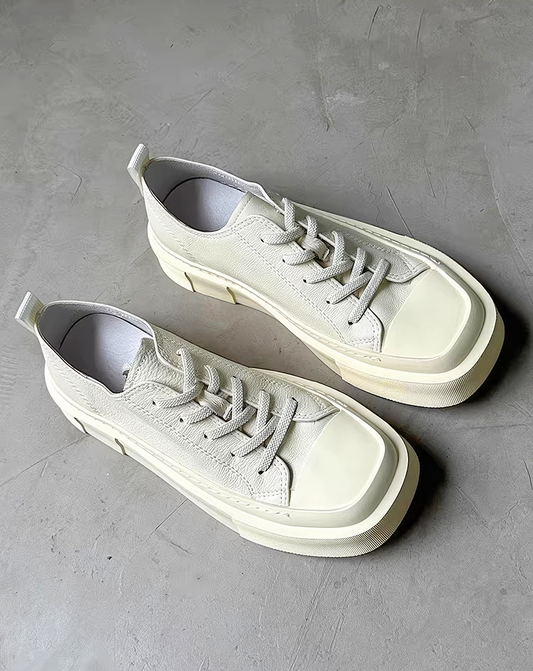 ♂♀本革/Square Toe Leather Sneakers