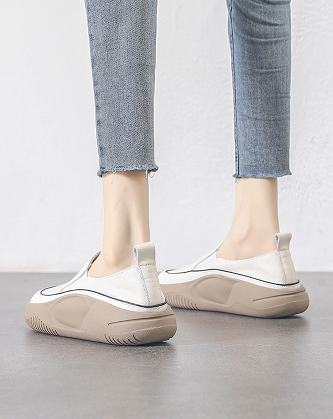 Platform Leather Slip-on Shoes