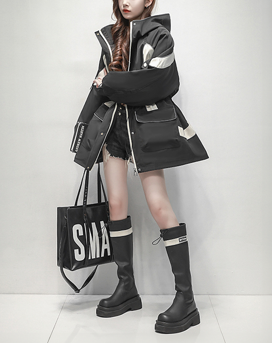 ♀Curve Line Hooded Jacket