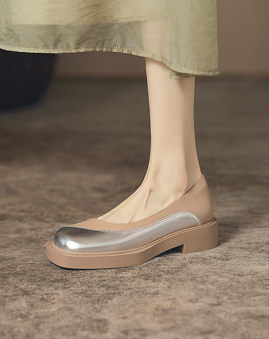 ♀本革/Metallic Bicolor Pumps