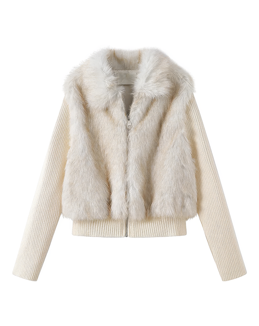 ♀Fur Combined Knit Blouson