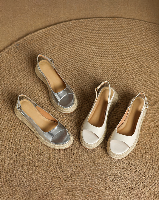 ♀本革/Jute Sole Slingback Sandals