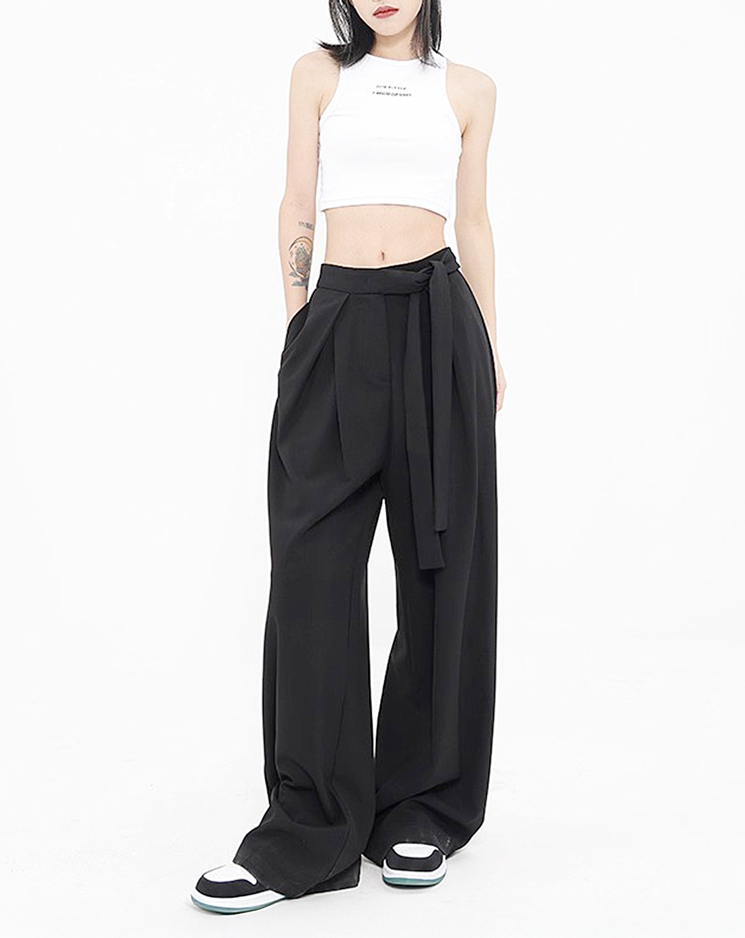 ♀Draped Wide Pants