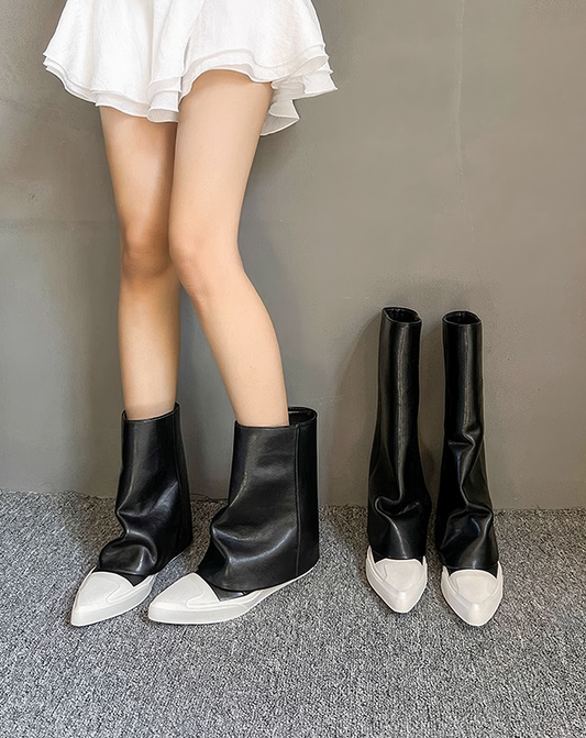 ♀本革/Two Tone Cap Toe Boots