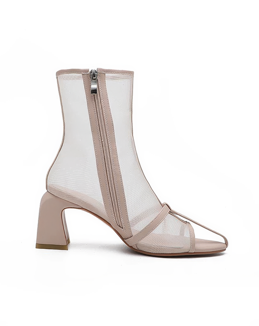 ♀Sheer Mesh Boots Sandals
