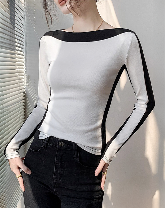 ♀Bold Contrast Line Shirt