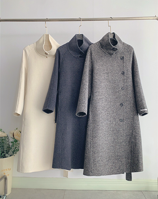 ♀Wool Stand Collar Coat