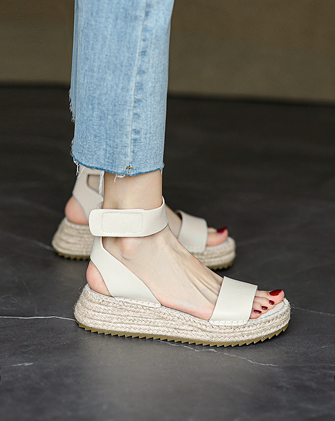 ♀Ankle Strap Wedge Sole Sandals