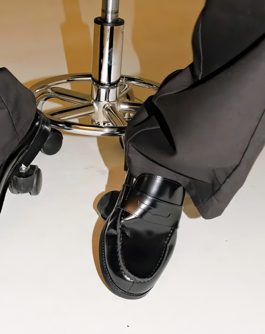 ♂♀本革/Black Leather Penny Loafers