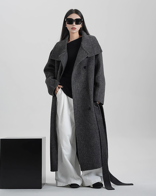 ♀100% WOOL High Neck Coat