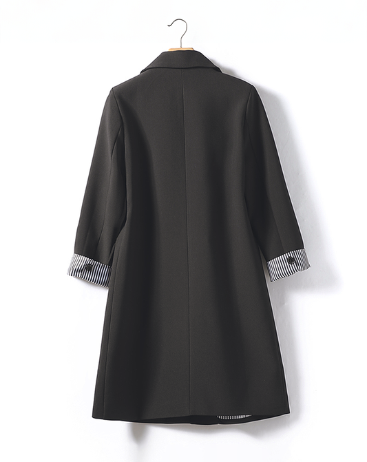 ♀Striped Lining Long Jacket