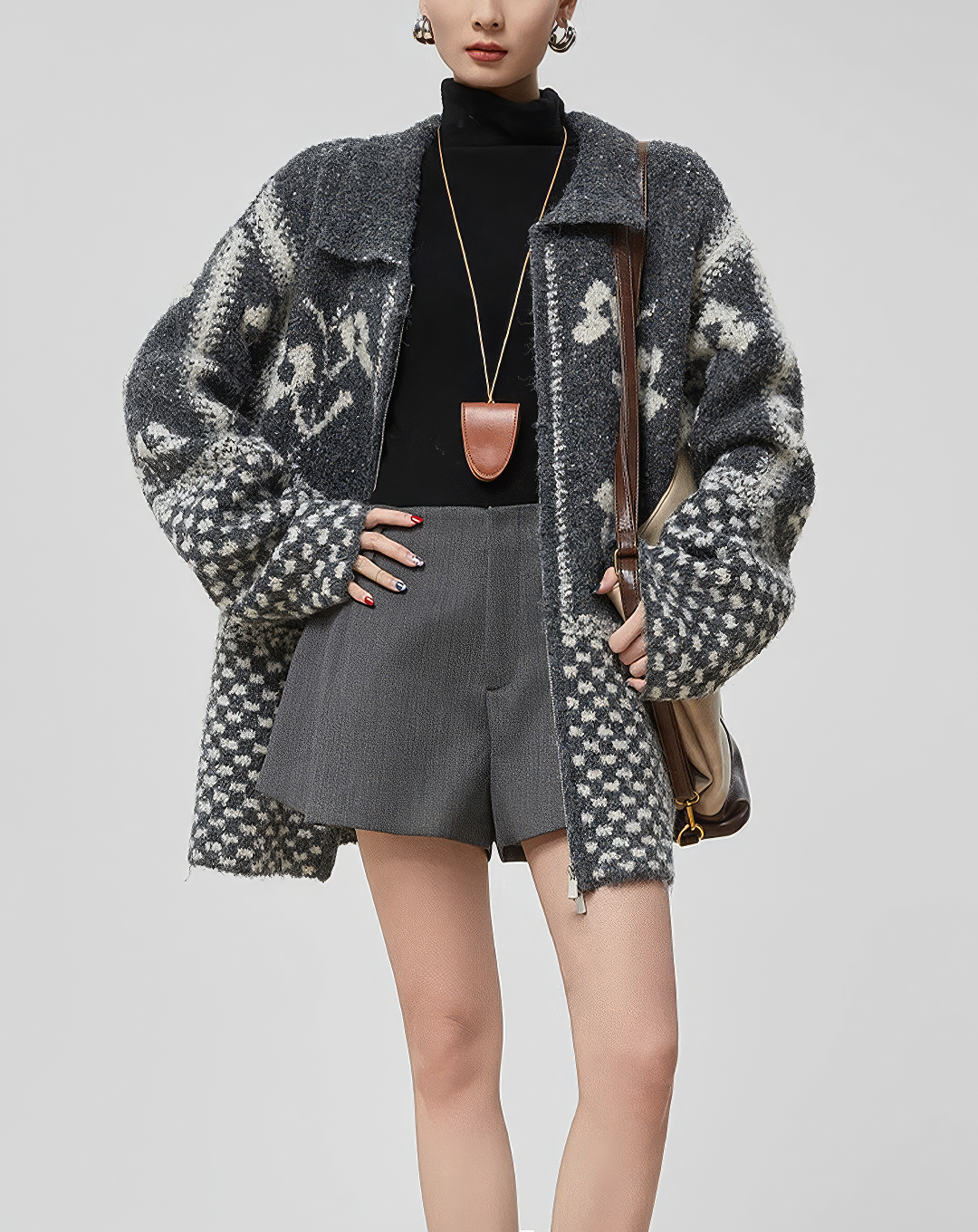 ♀Zip Up Knit Jacket