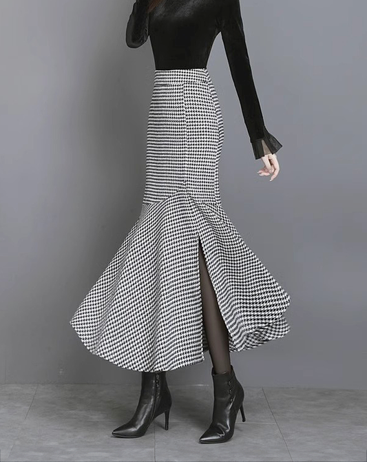 ♀Houndstooth Mermaid Skirt