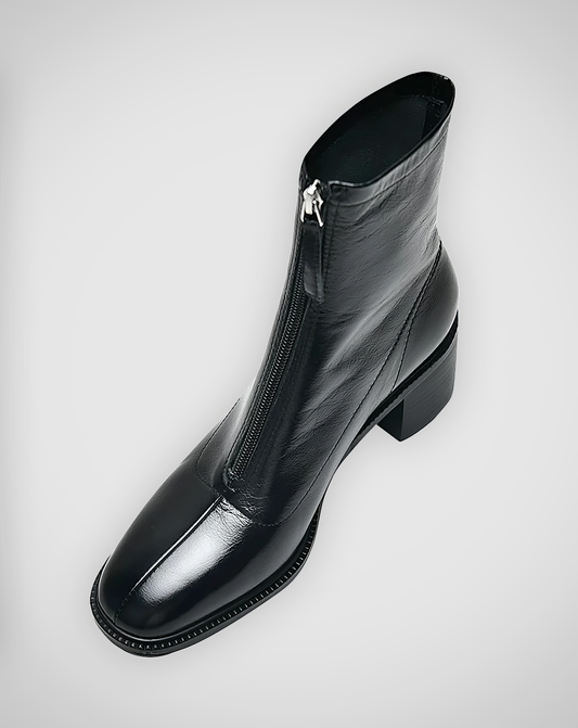 ♀本革/Chunky Heel Ankle Boots