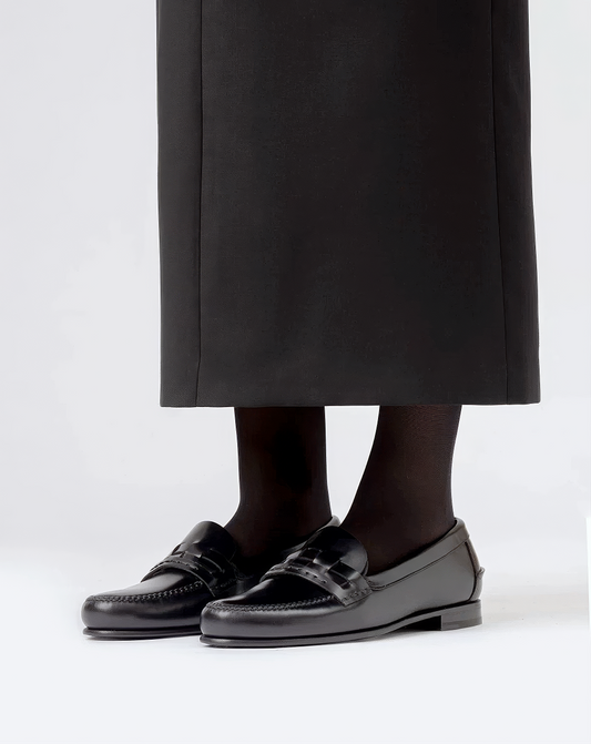 ♀本革/Woven Saddle Leather Loafers