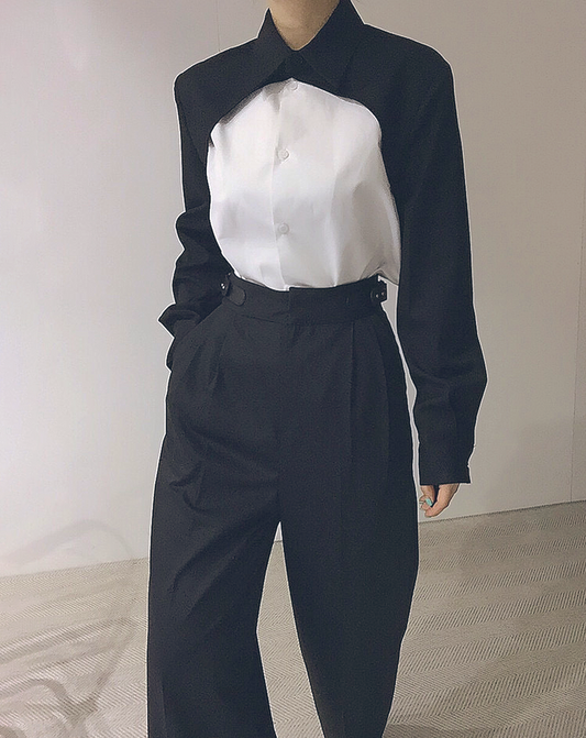 ♀Contrast Color Layered Shirt