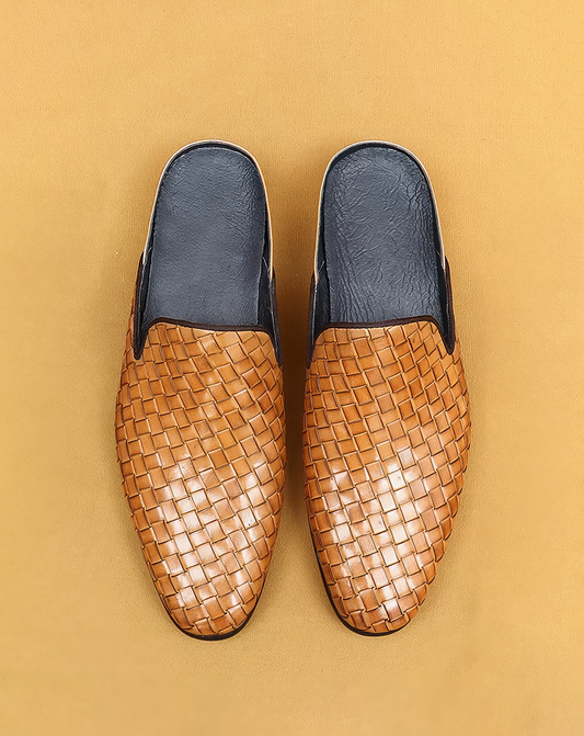 ♂本革/Woven Leather Mule Shoes