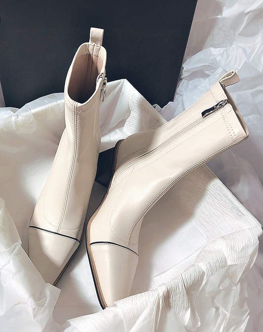 ♀本革/Plain Narrow Line Boots