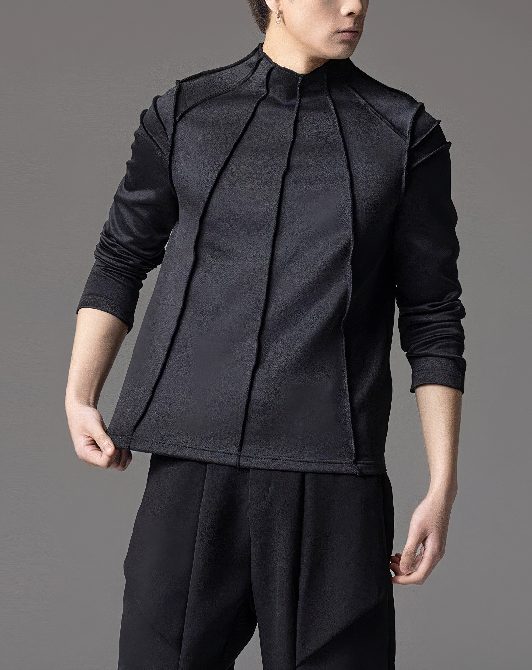 ♂Sharp Line High Neck Shirt
