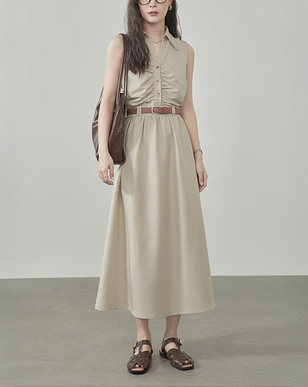 ♀Front Gathered Dress