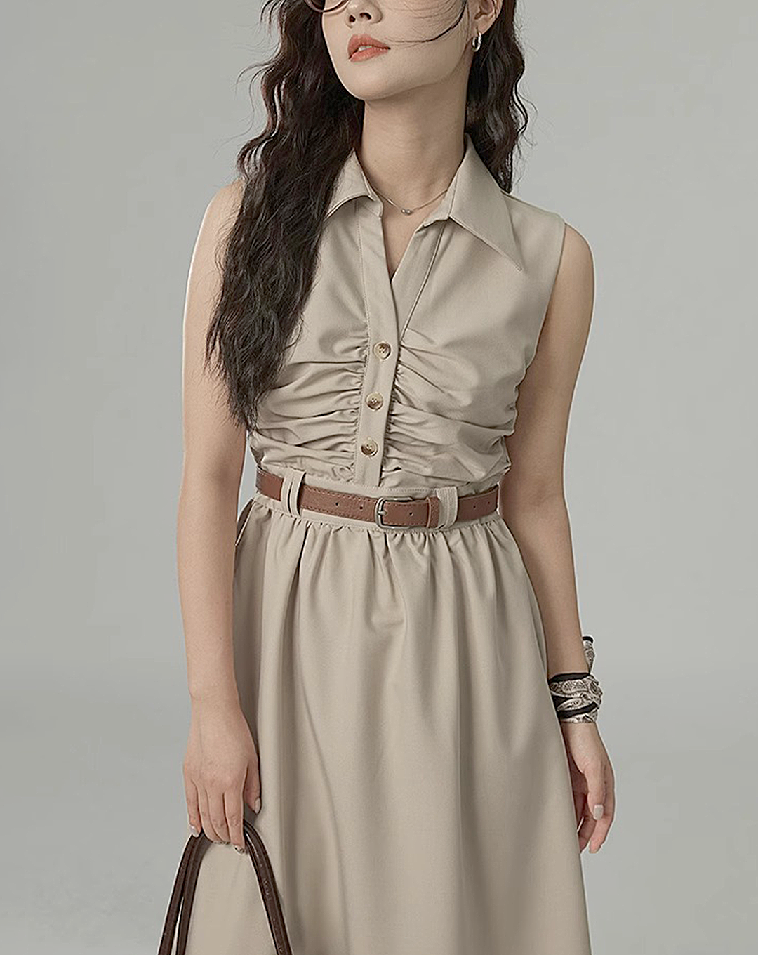 ♀Front Gathered Dress