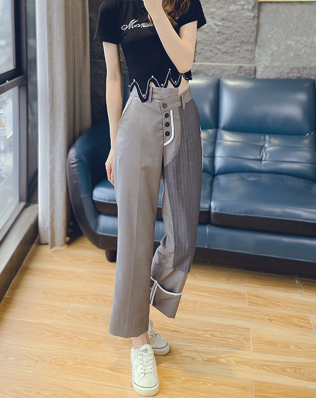 ♀Asymmetric Switching Pants