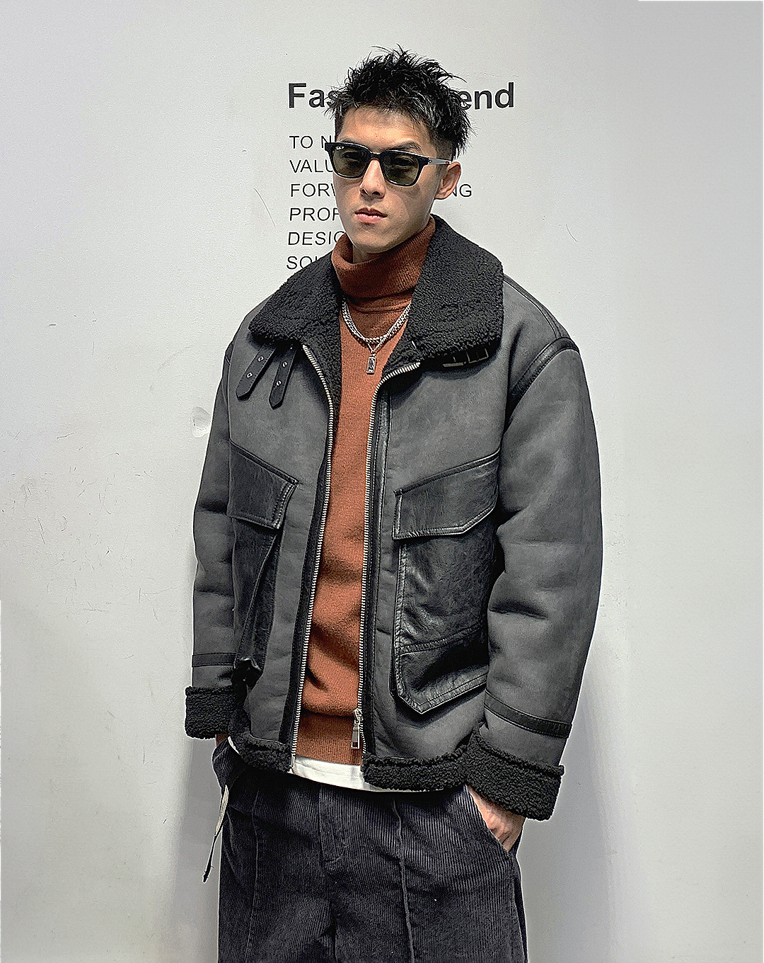 ♂Stand Neck Boa Jacket