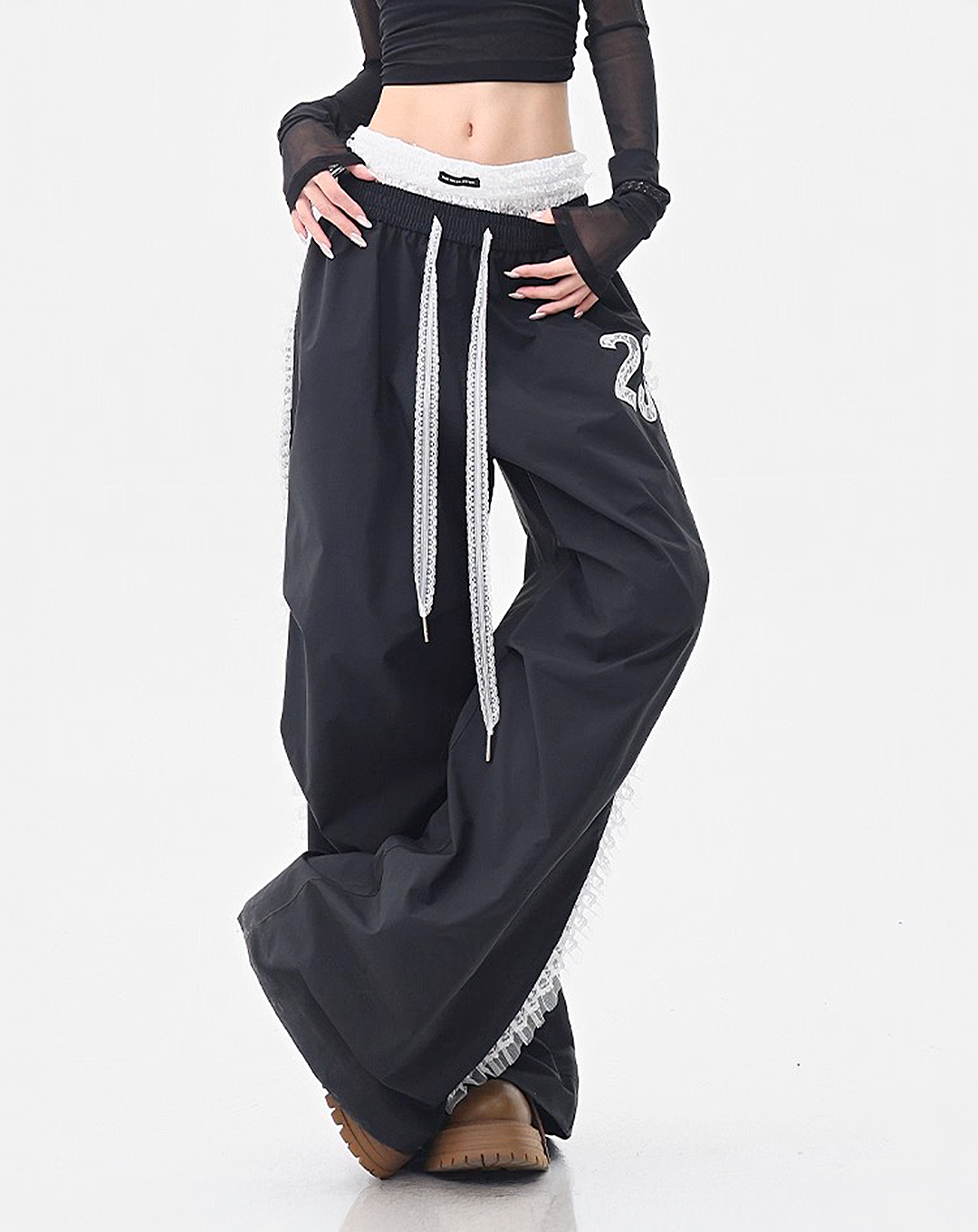 ♀Lace Trim Sporty Pants