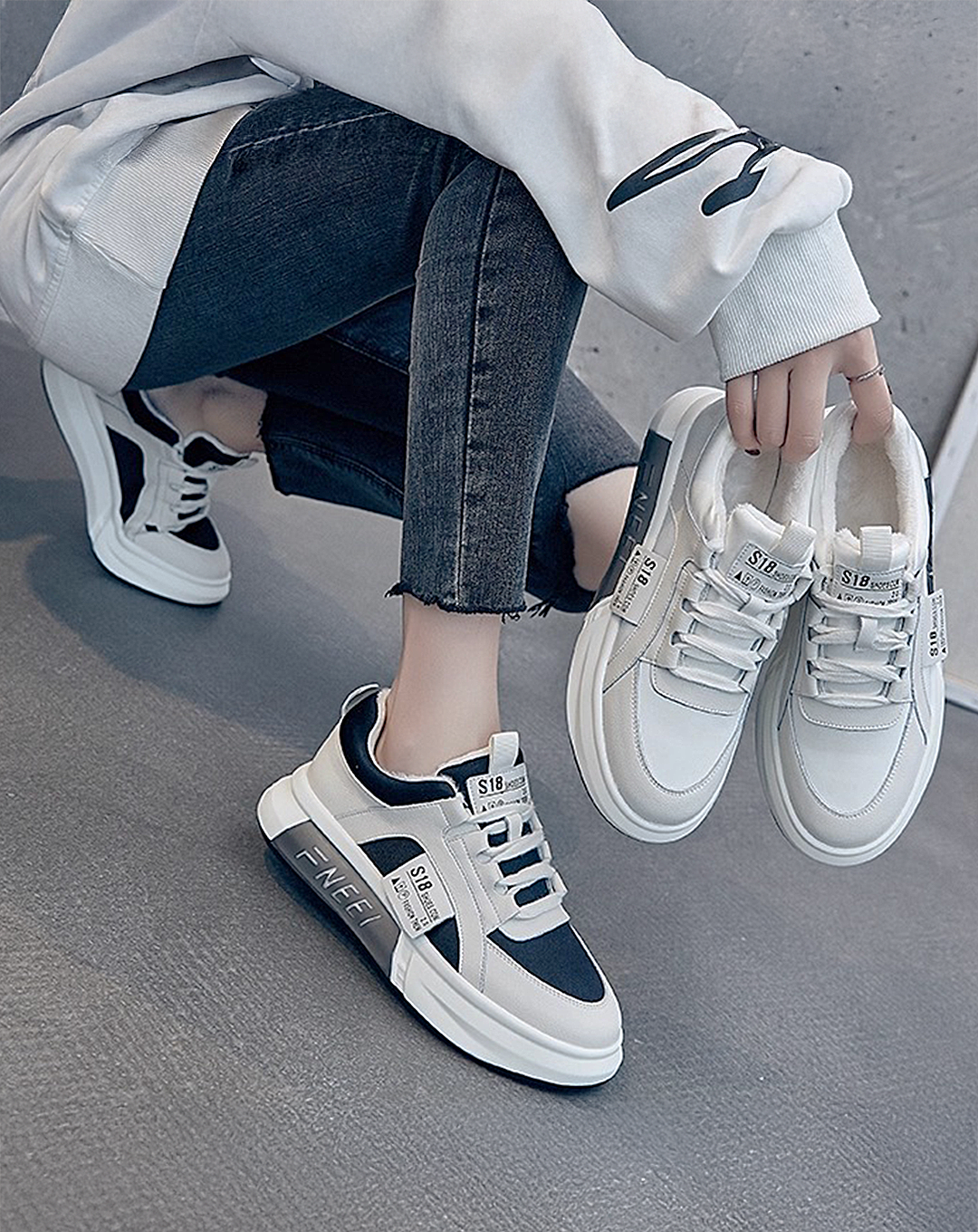 ♀本革/Double Tone Street Sneaker