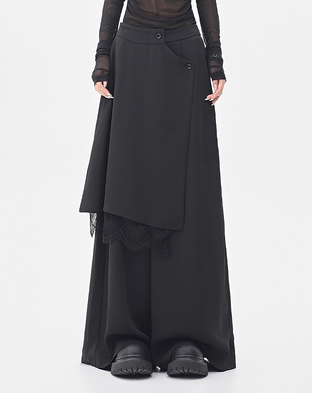♀Layered Wrap Wide Pants
