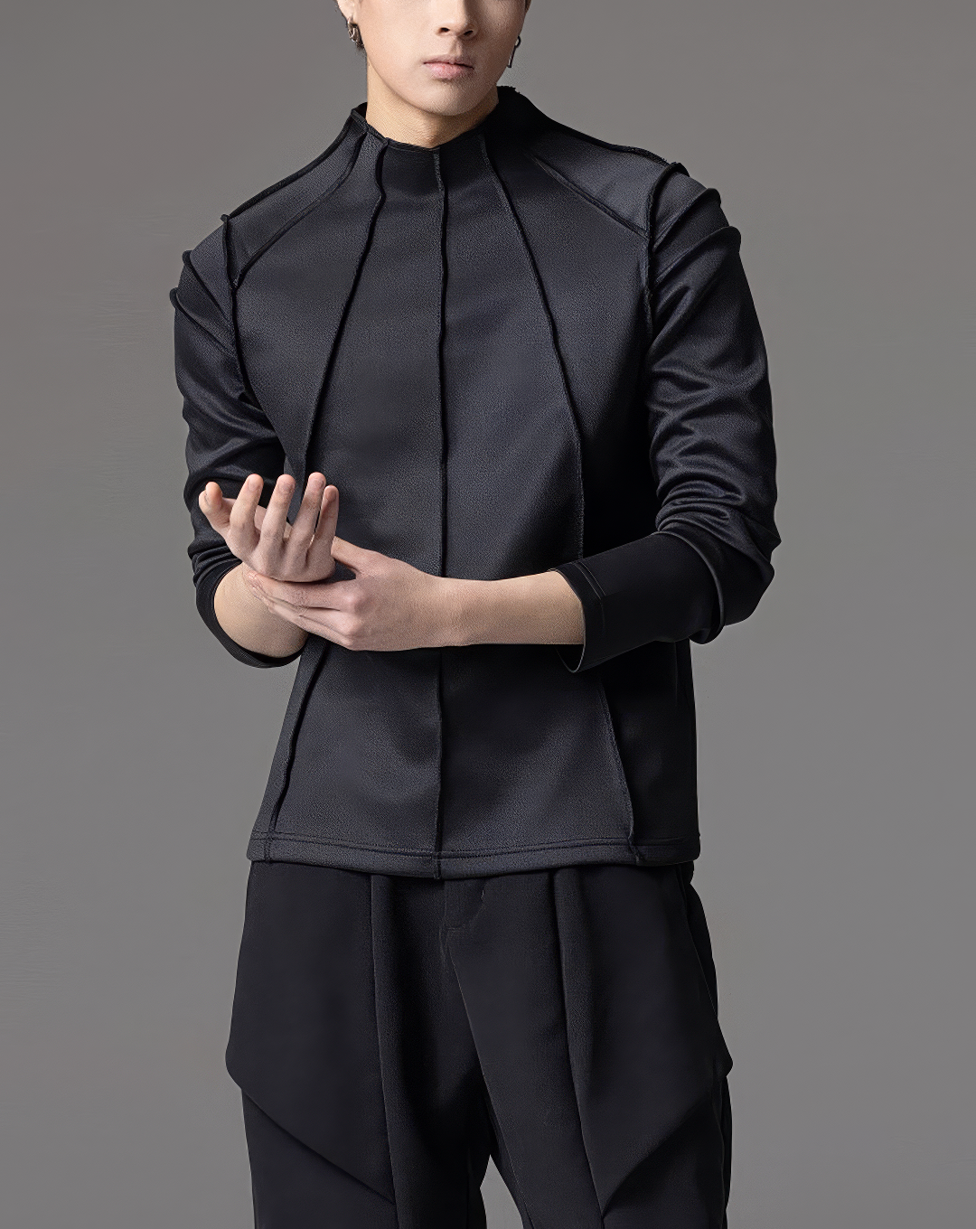 ♂Sharp Line High Neck Shirt