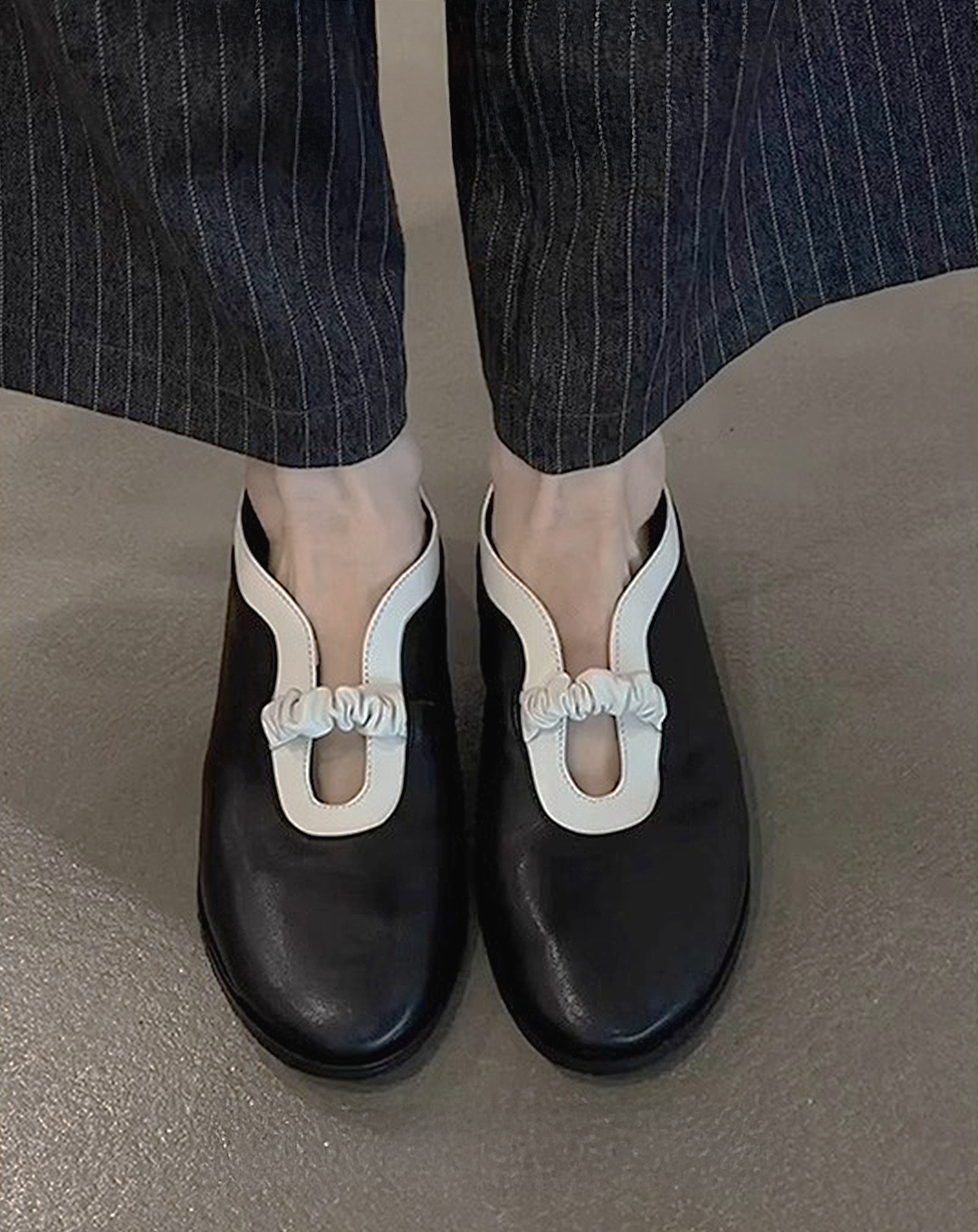 ♀Gathered Strap Flat Shoes