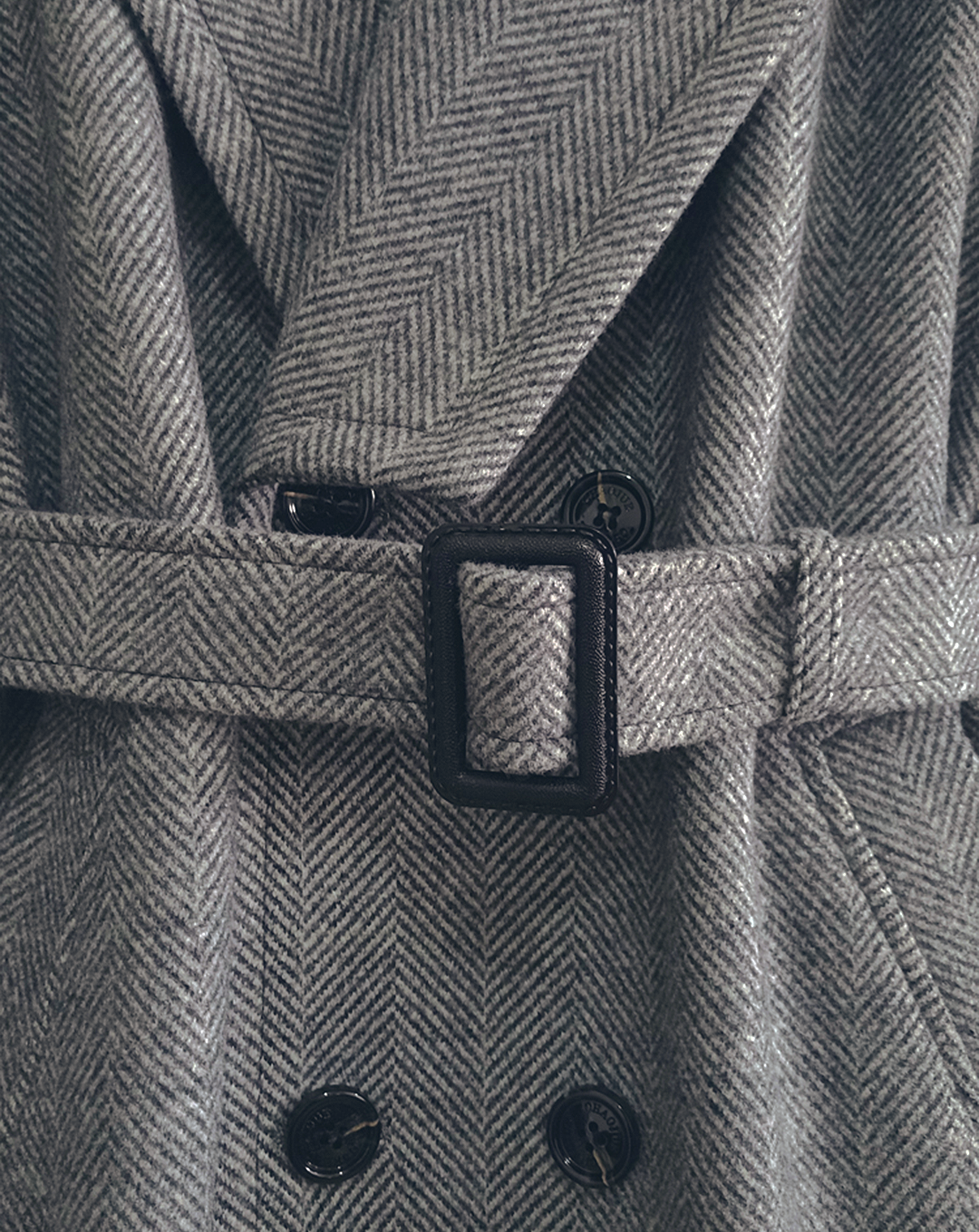 ♀Herringbone Button Trench Coat