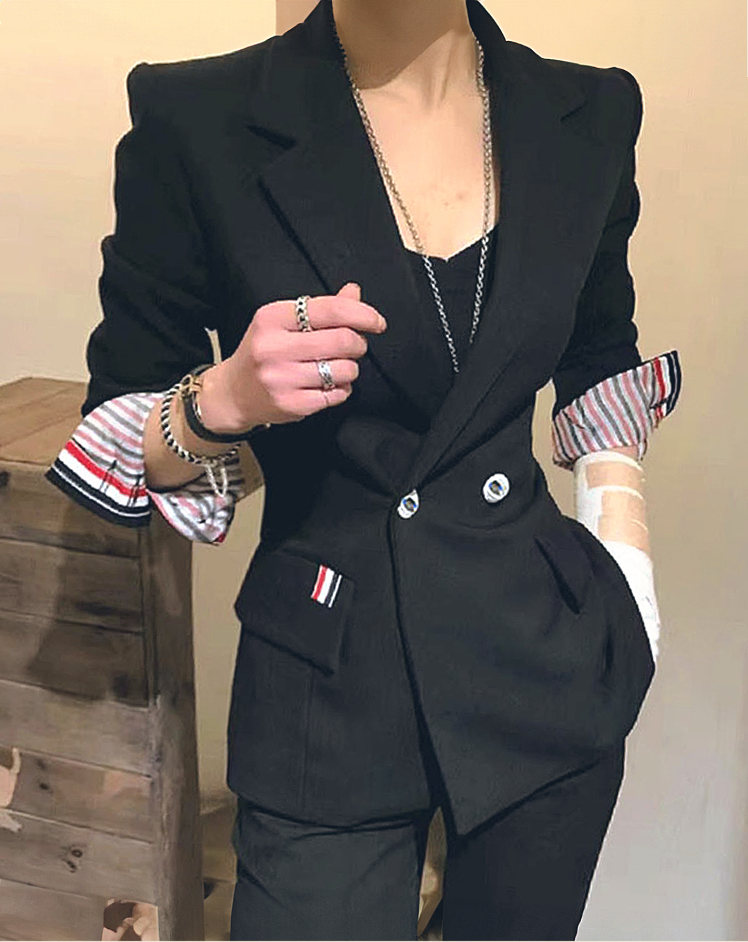 ♀Point Stripe Pants Suit