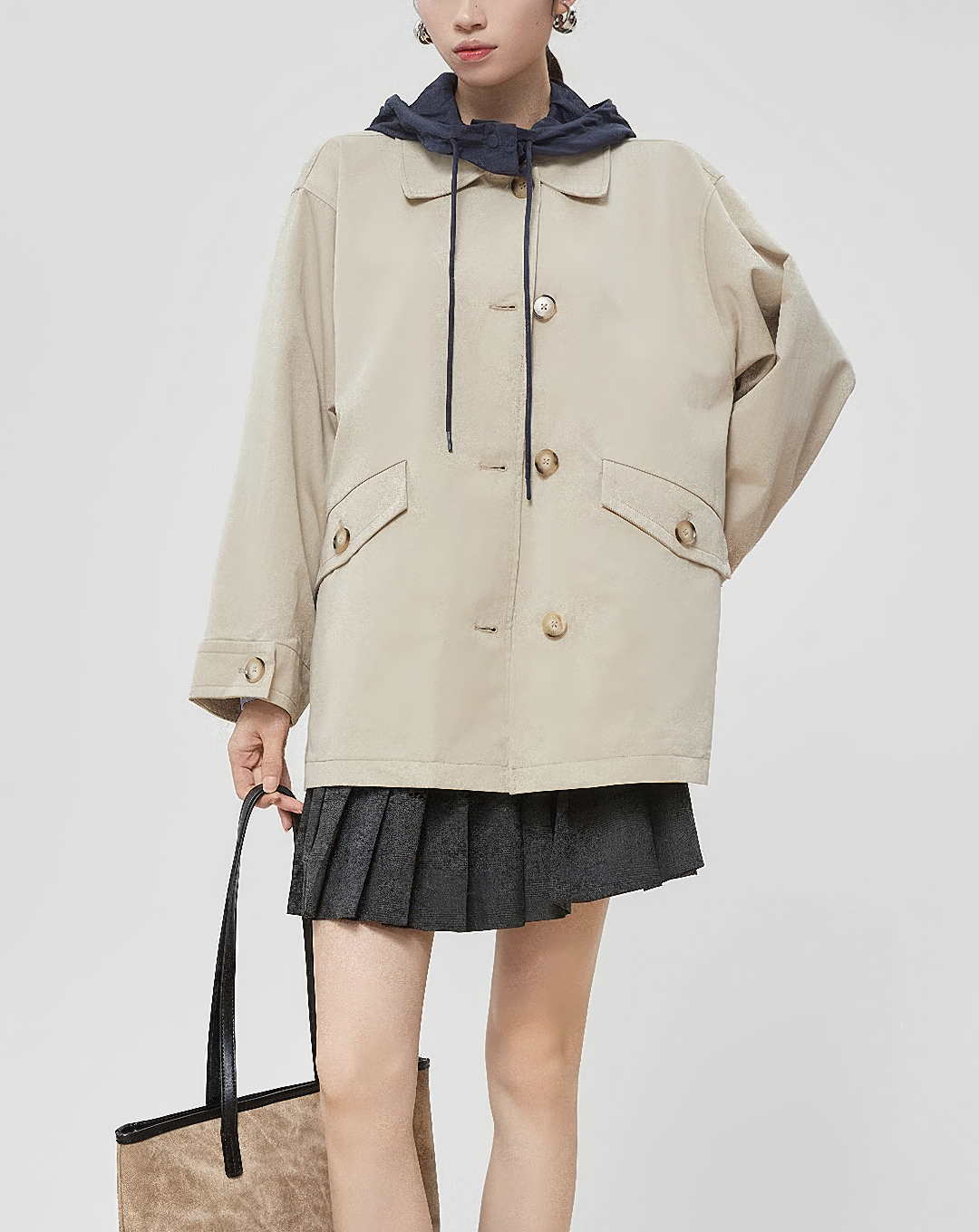 ♀Drawstring Hooded Field Jacket