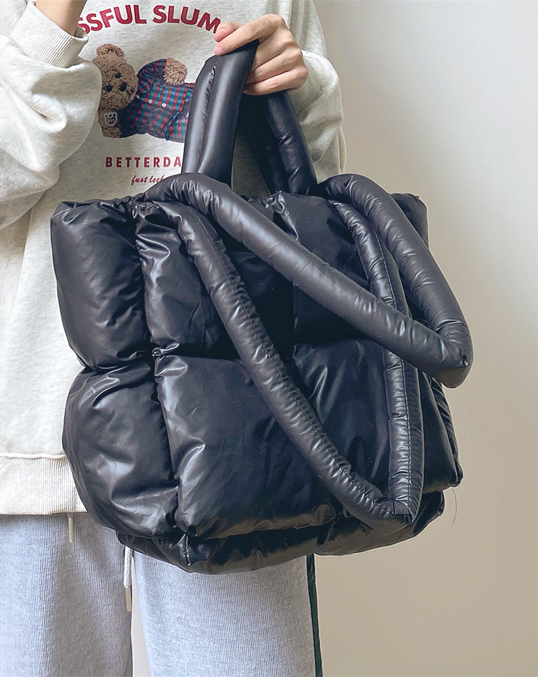 Down Quilted Tote Bag