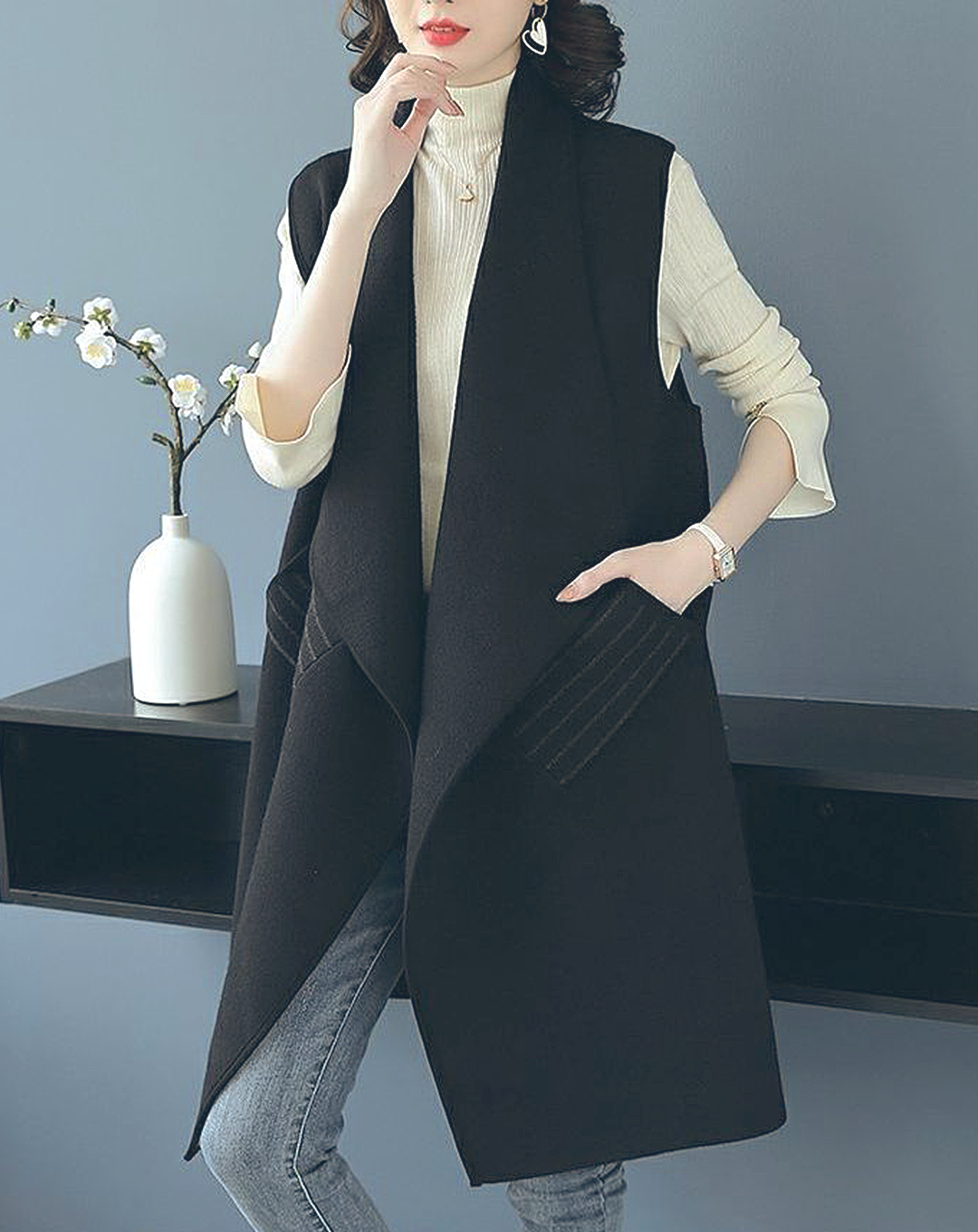 ♀Point Stripe Gilet Vest