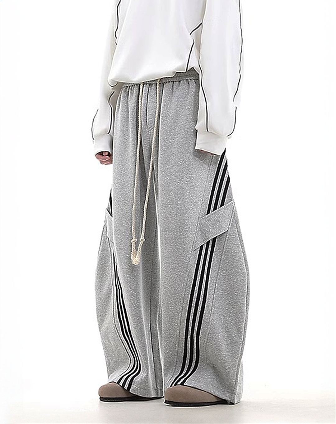 ♂Athletic Stripe Drawstring Pants