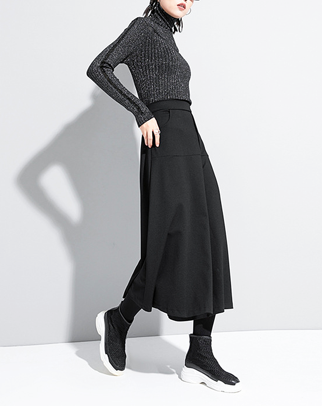 ♀Black Wide Leg Pants