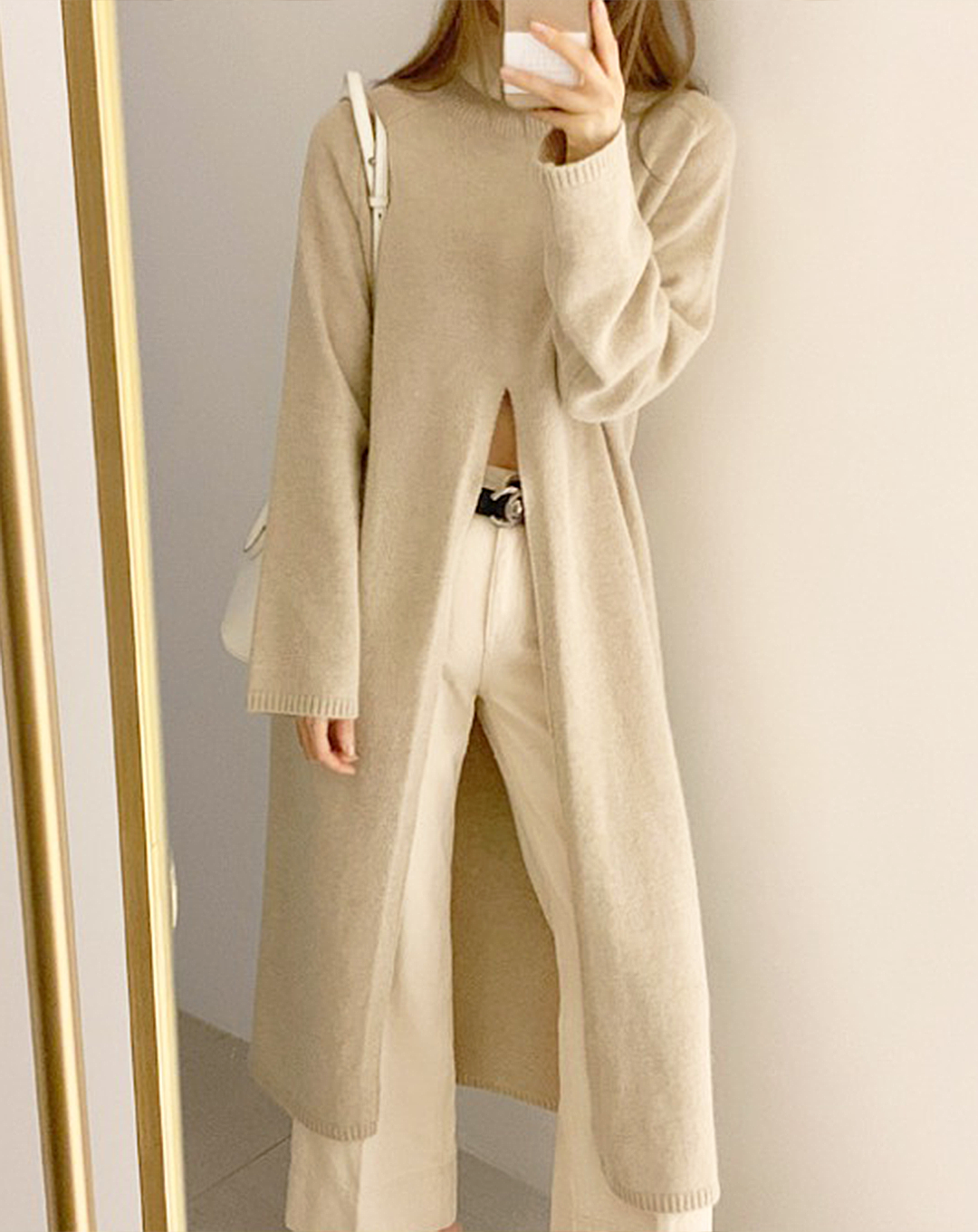 ♀Deep Slit Long Knit