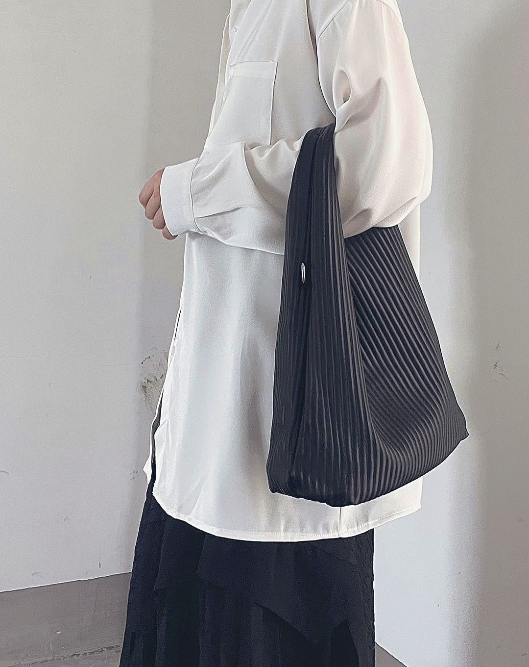 2Way Leather Pleated Bag