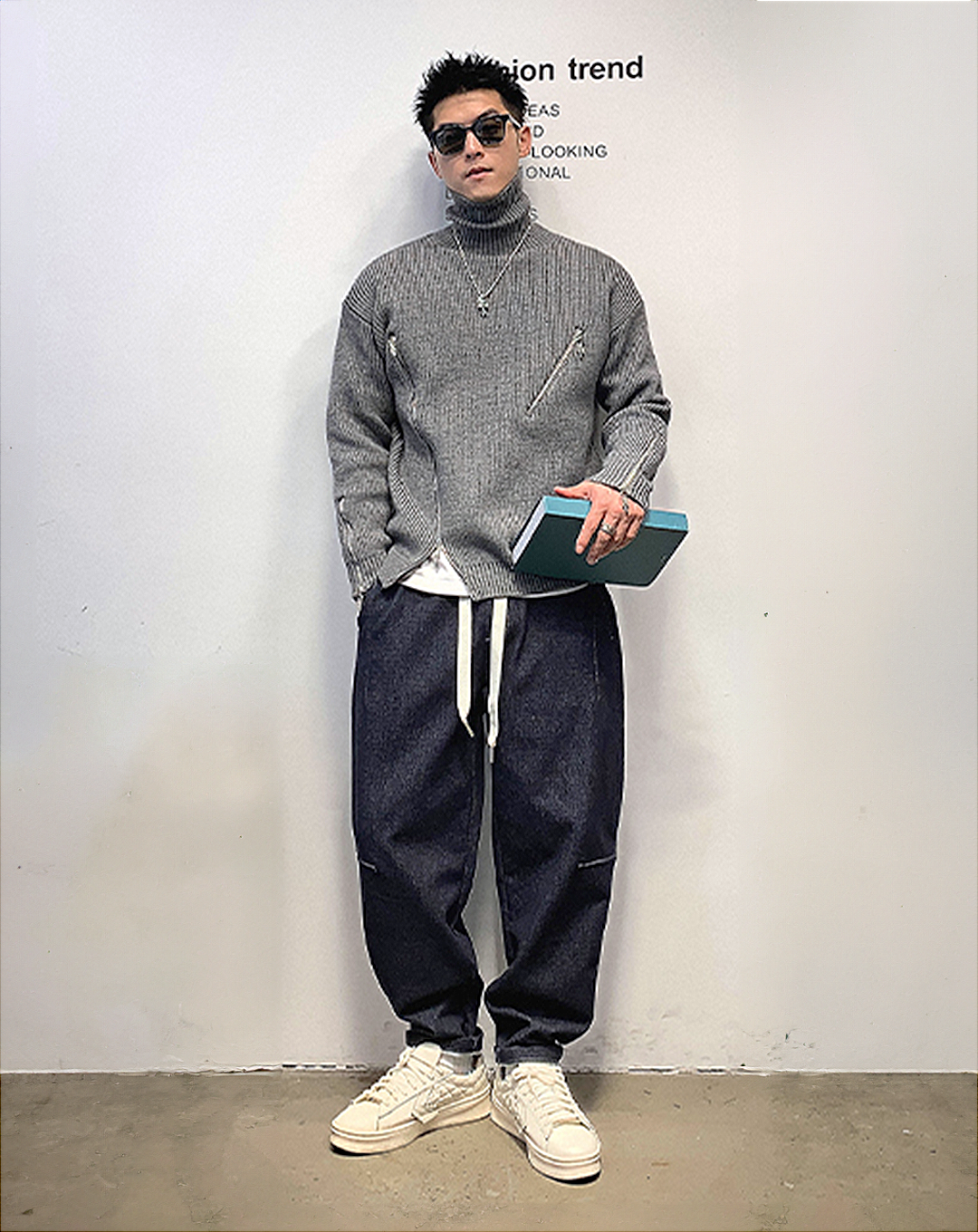 ♂High Neck Zip Knit