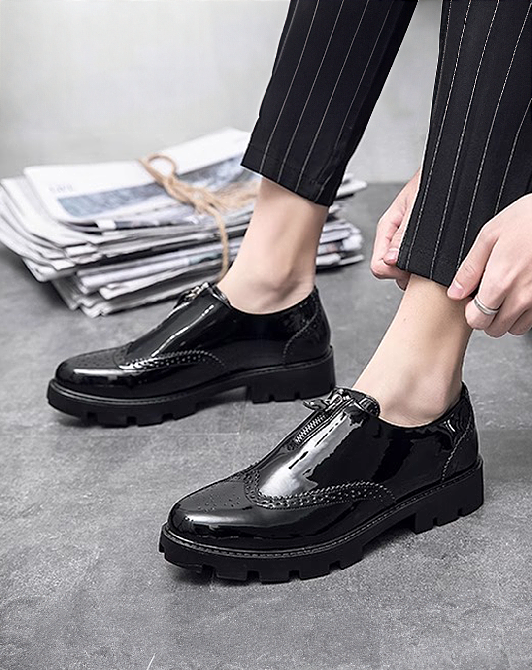 ♂Zip-Up Platform Shoes