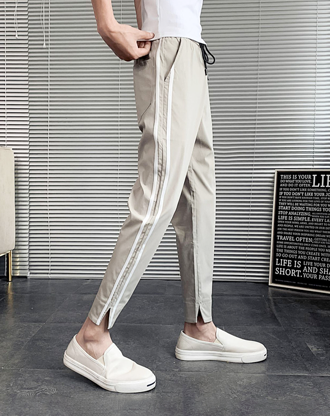 ♂Drawstring Line Pants