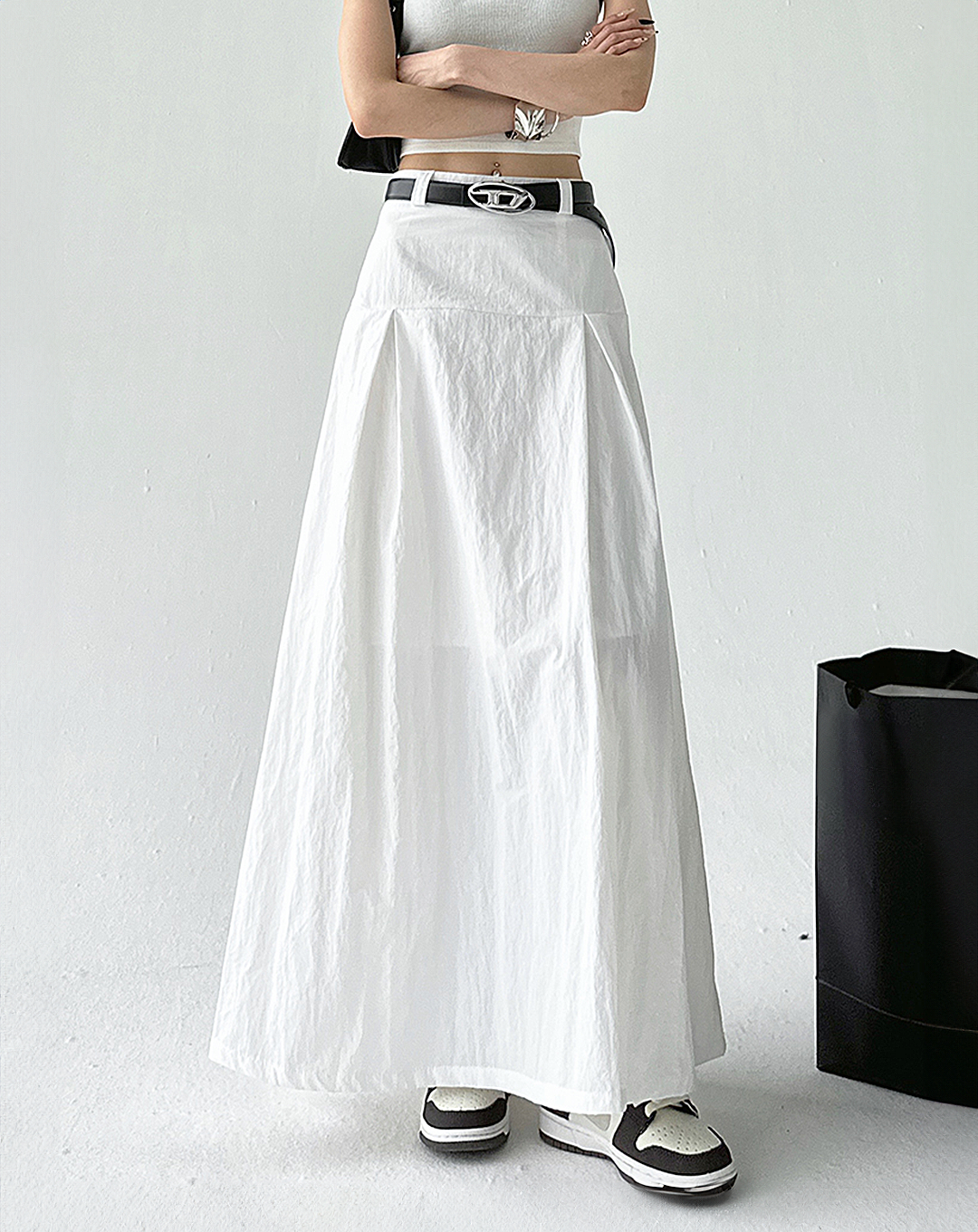 ♀Casual long tuck skirt