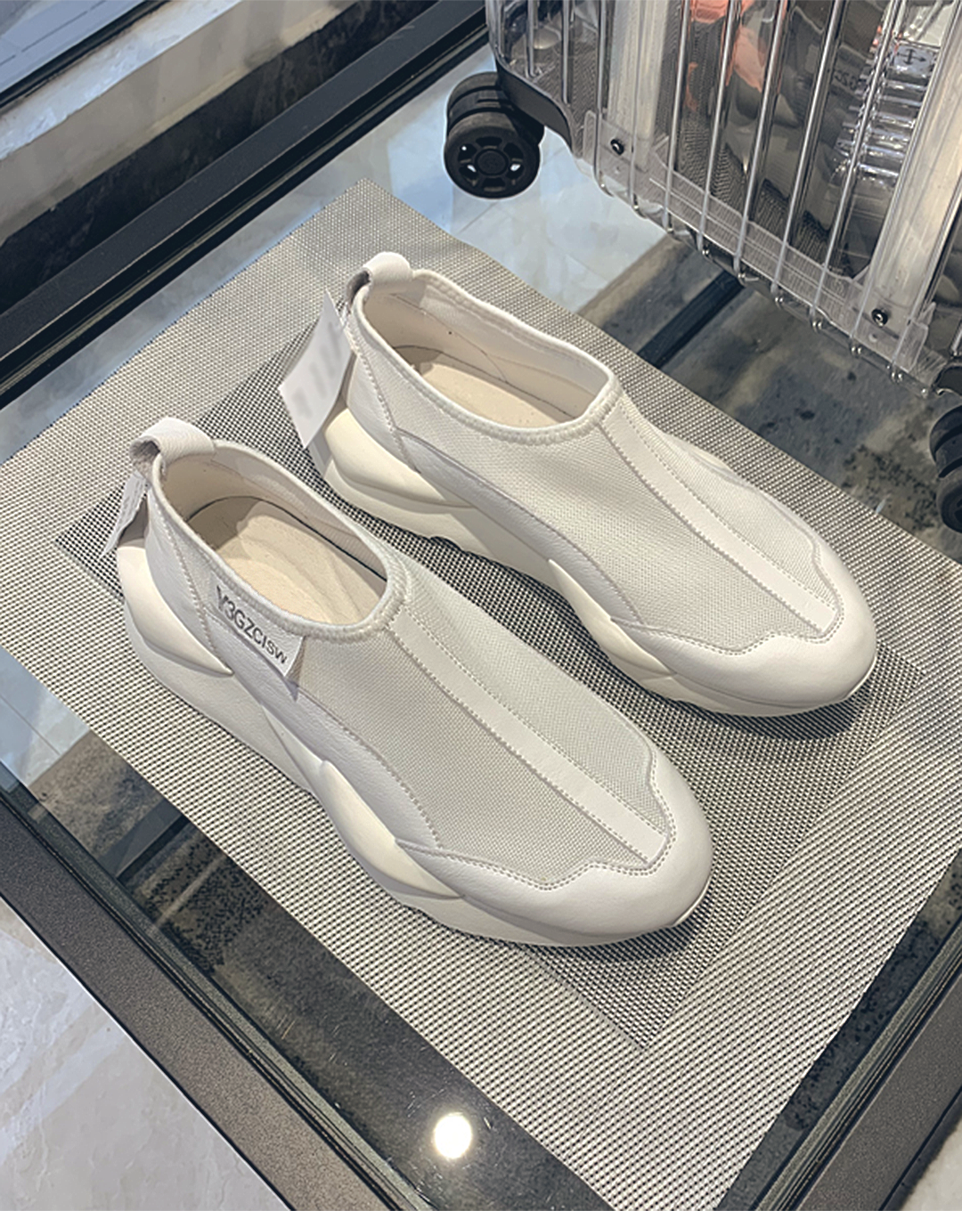 ♂♀本革/Mesh and Leather Slip-on Shoes