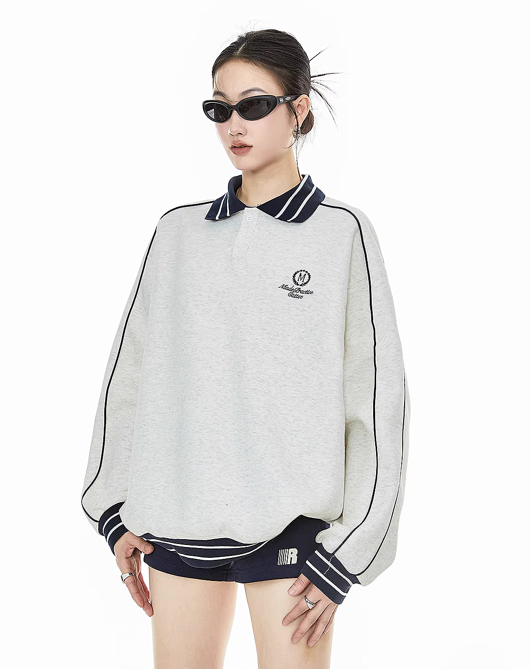♀Polo Collar Sweatshirt