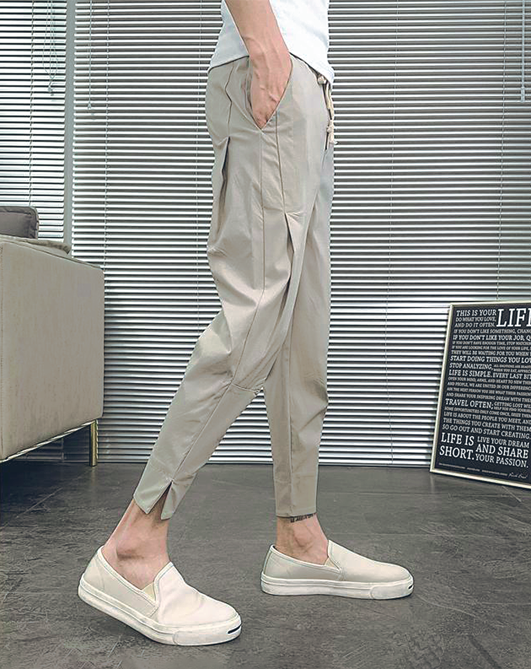 ♂Side Tuck Drawstring Pants