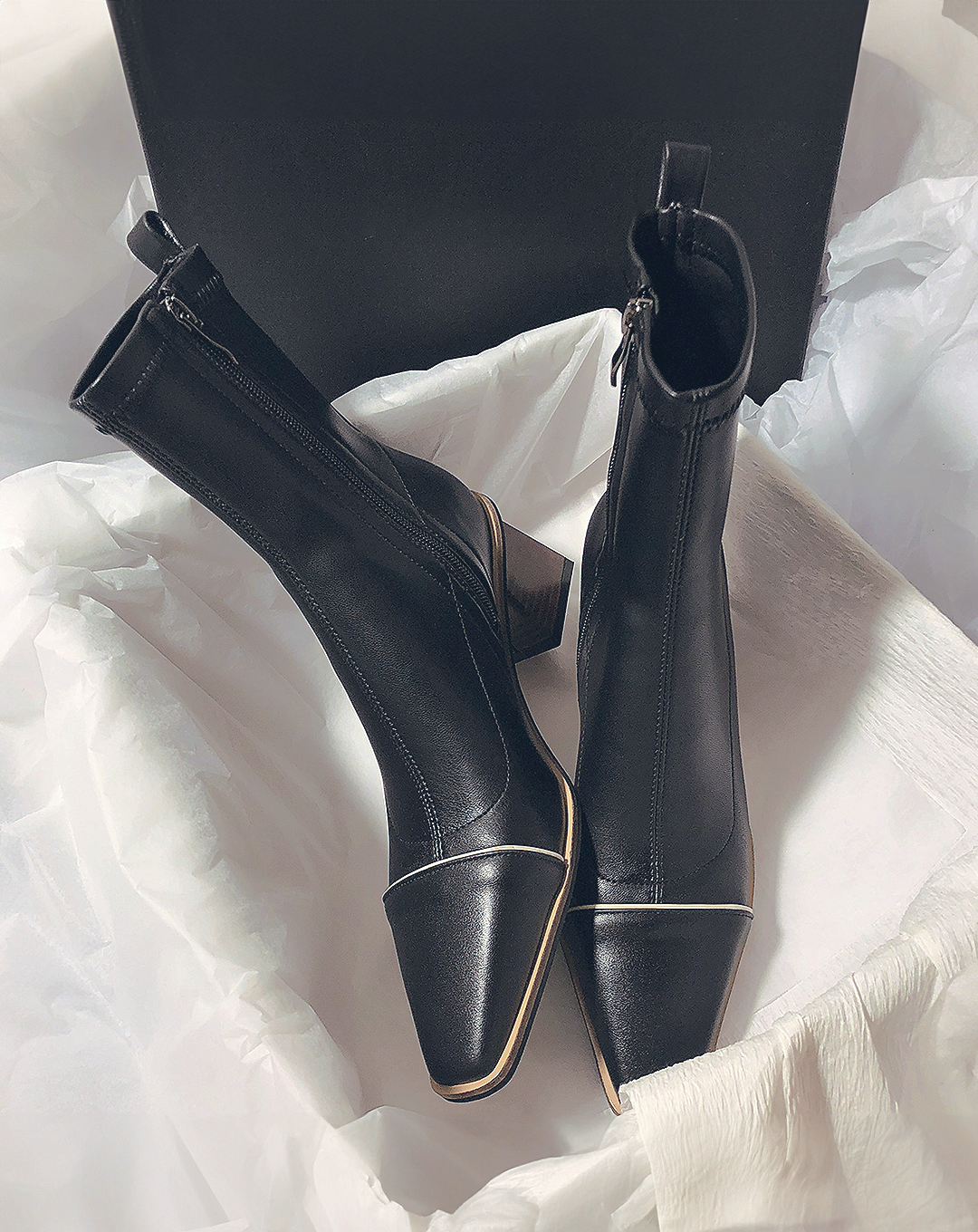 ♀本革/Plain Narrow Line Boots
